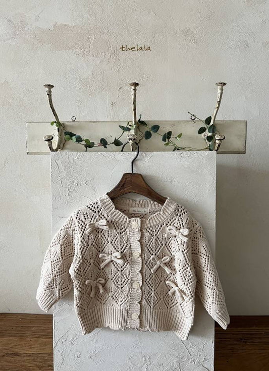Ribbon Knit Cardigan – Beige
